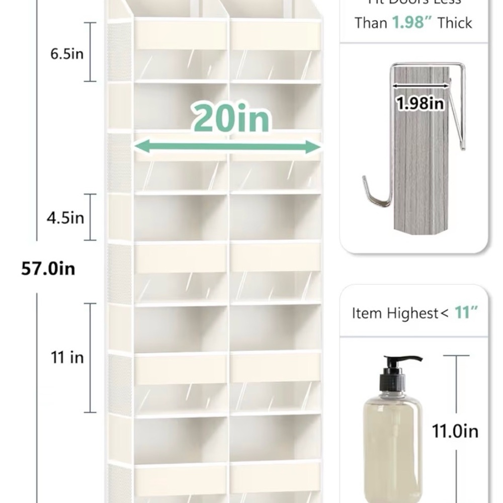 Over-the-Door 20-Pocket Shoe & Accessory Organizer - White